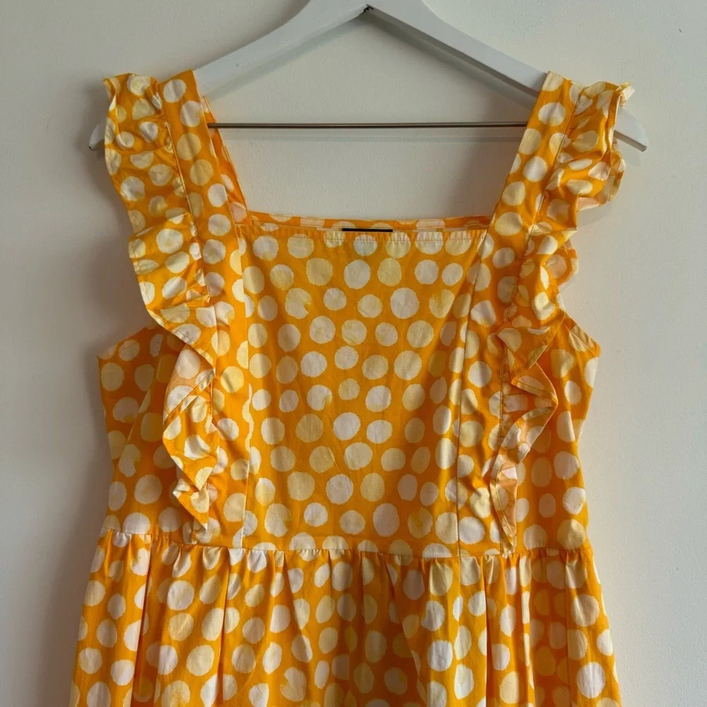 Who What Wear Ruffle Sleeveless Yellow Polka Dots Tiered Midi Dress small - Picture 4 of 9